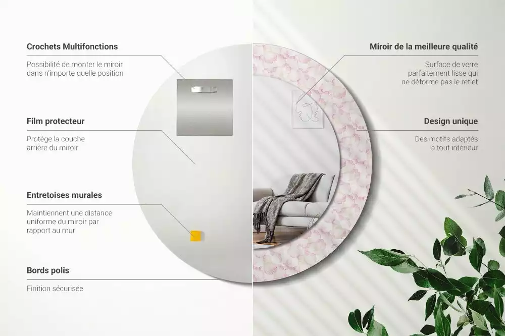 Bedrukte ronde spiegel Bloemblaadjes