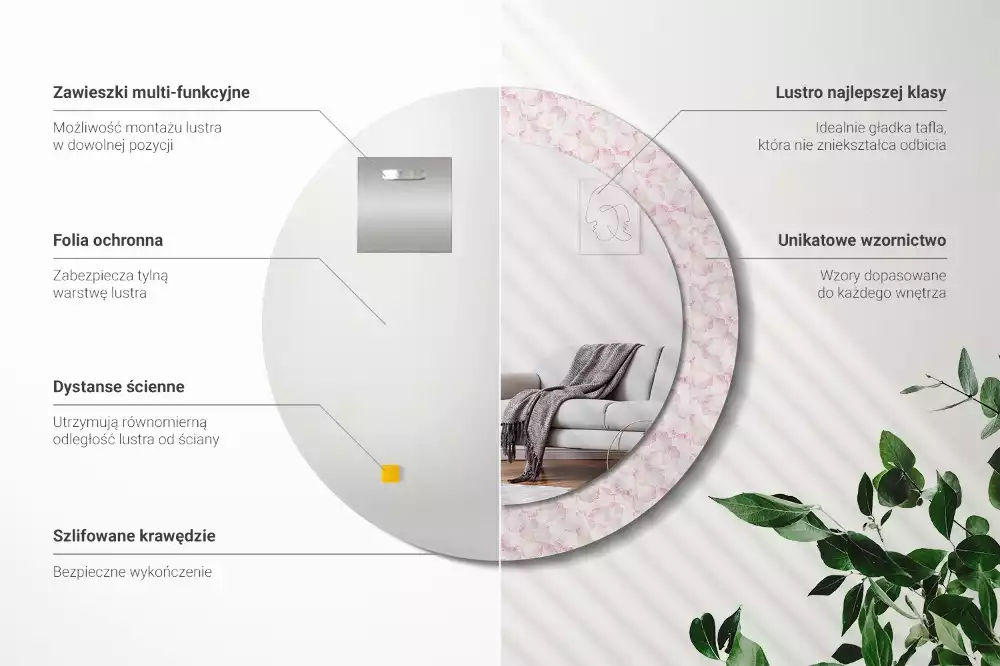 Bedrukte ronde spiegel Bloemblaadjes