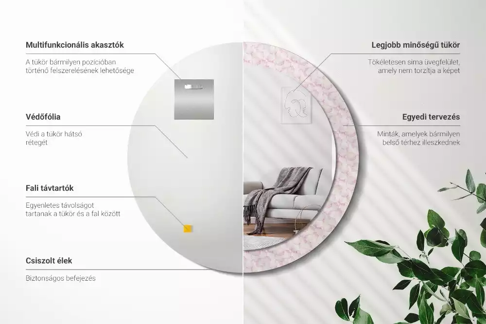 Bedrukte ronde spiegel Bloemblaadjes