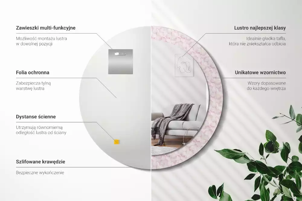 Bedrukte ronde spiegel Bloemblaadjes