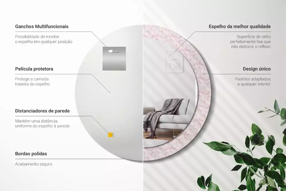 Bedrukte ronde spiegel Bloemblaadjes