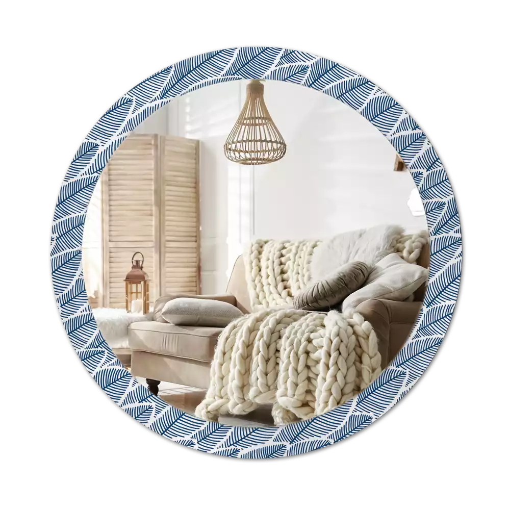 Bedrukte ronde spiegel Bladeren