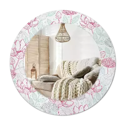 Bedrukte ronde spiegel Bloemen