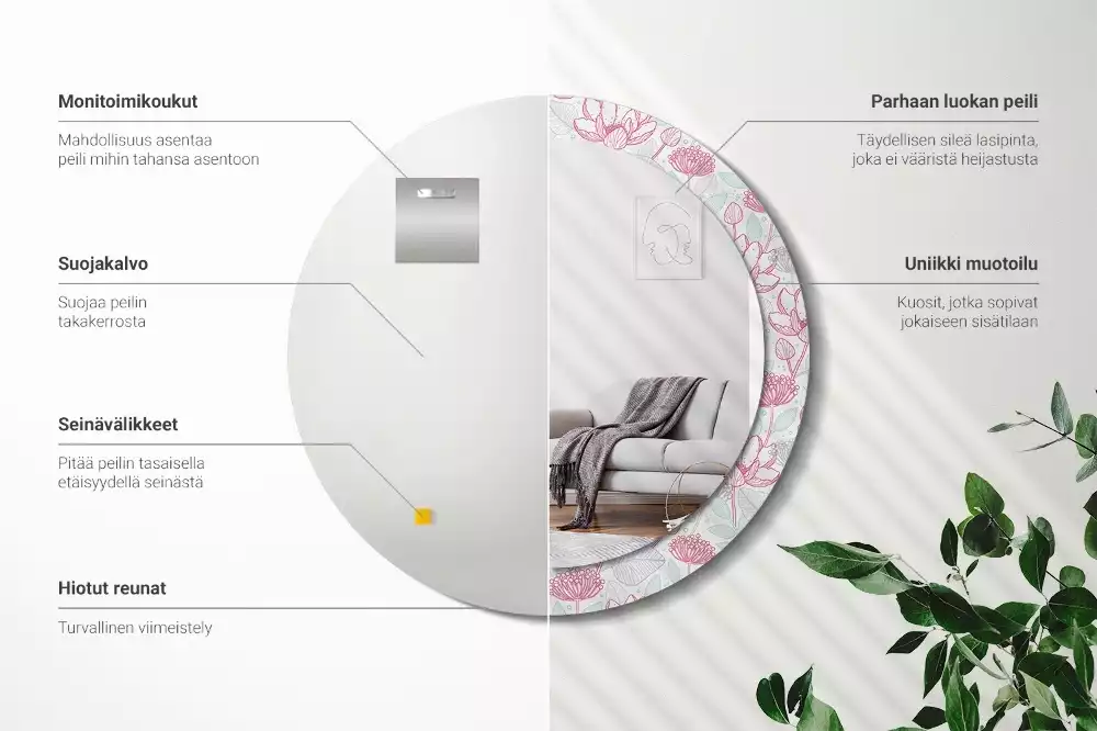 Bedrukte ronde spiegel Bloemen