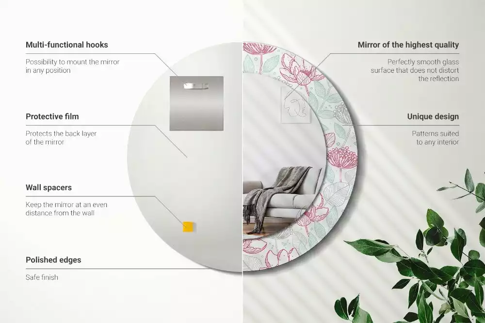 Bedrukte ronde spiegel Bloemen