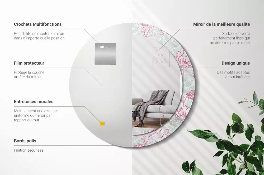 Bedrukte ronde spiegel Bloemen
