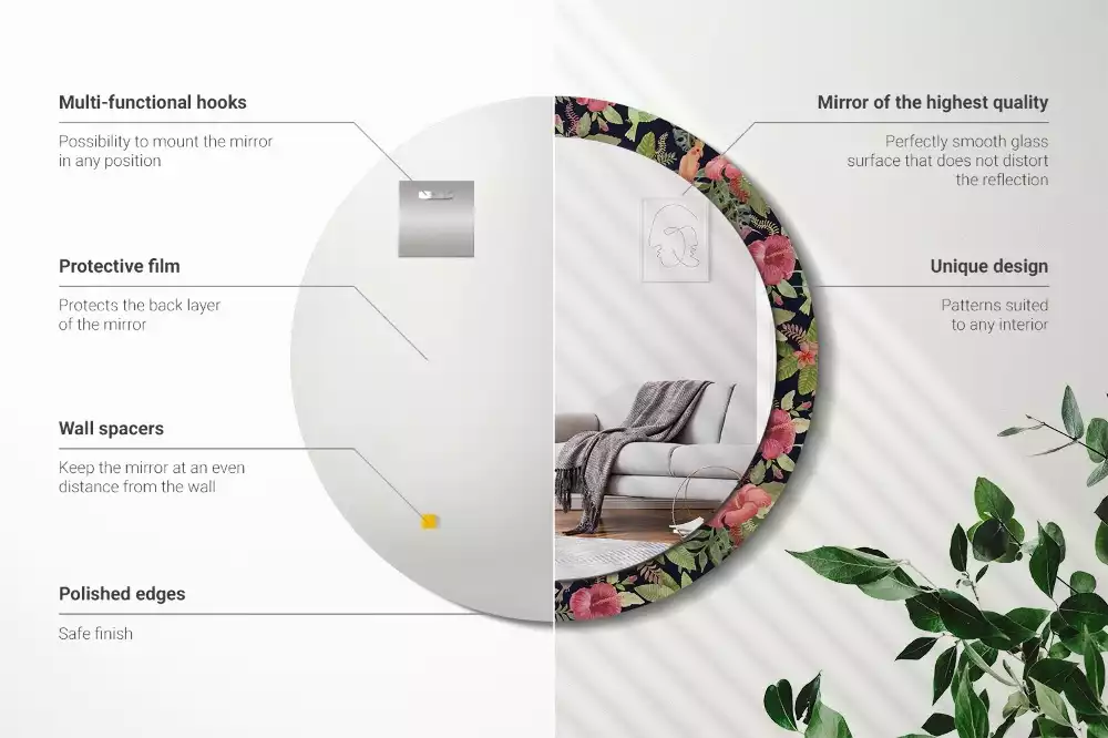 Bedrukte ronde spiegel Hibiscusbloemen