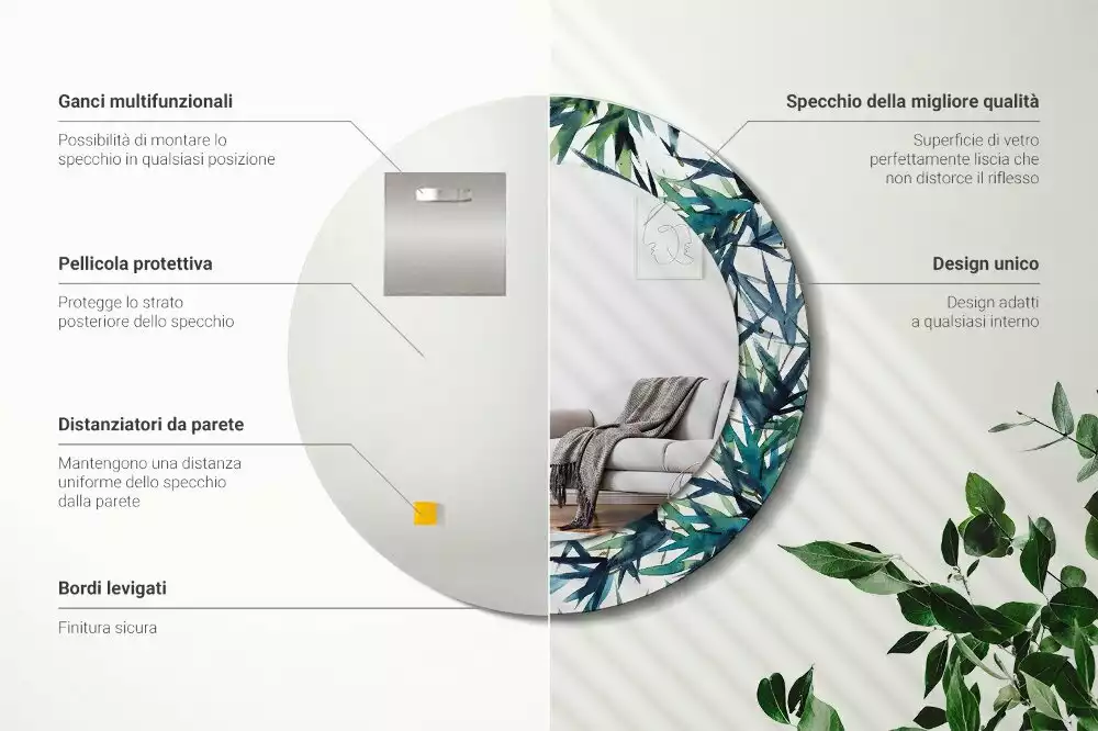 Bedrukte ronde spiegel Blauwe palmbomen