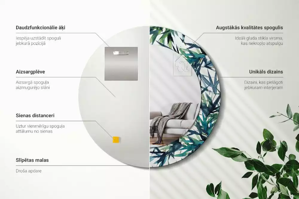 Bedrukte ronde spiegel Blauwe palmbomen