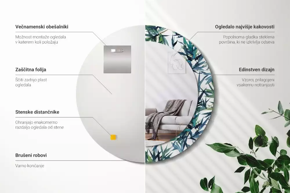 Bedrukte ronde spiegel Blauwe palmbomen