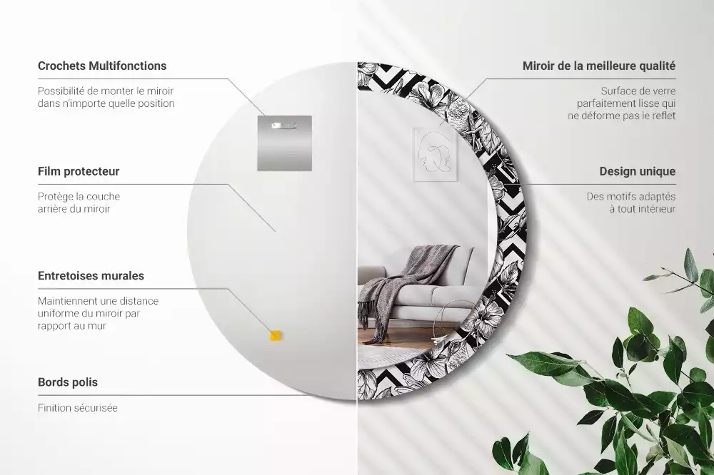 Bedrukte ronde spiegel Kolibries