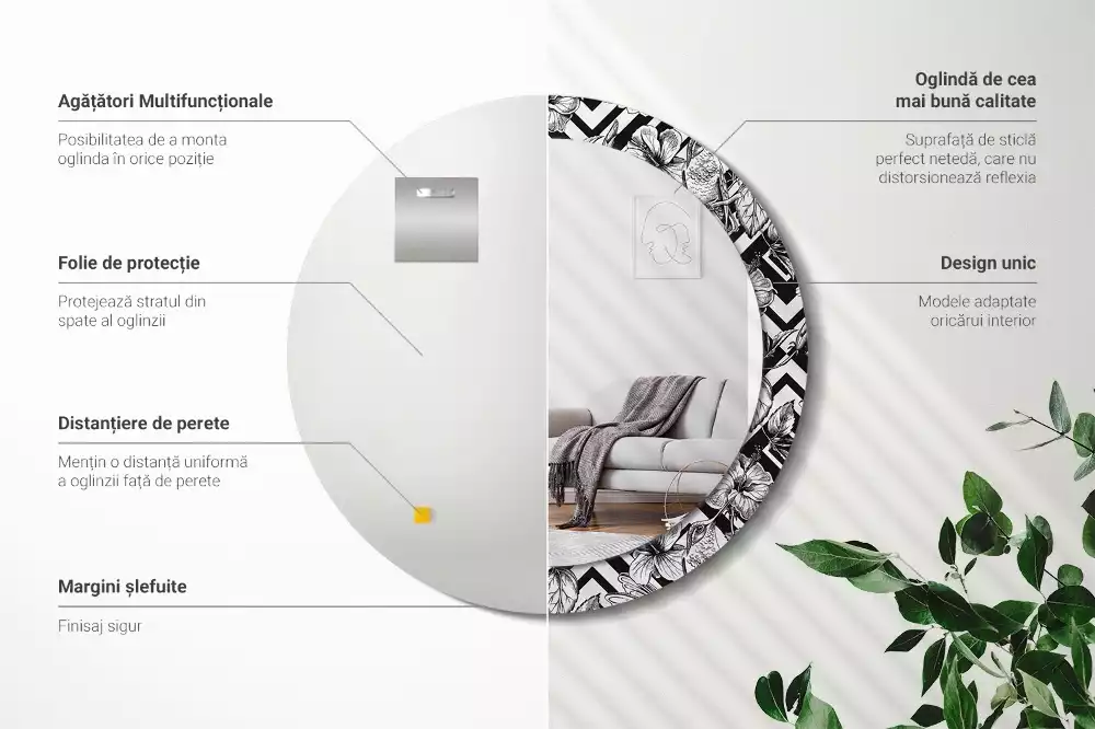 Bedrukte ronde spiegel Kolibries