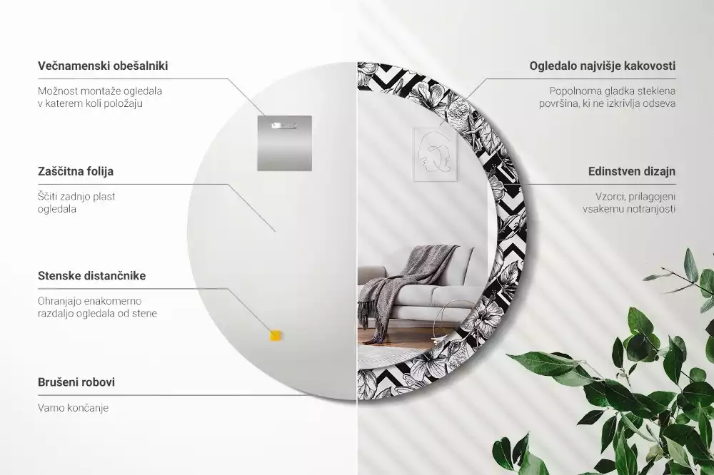 Bedrukte ronde spiegel Kolibries