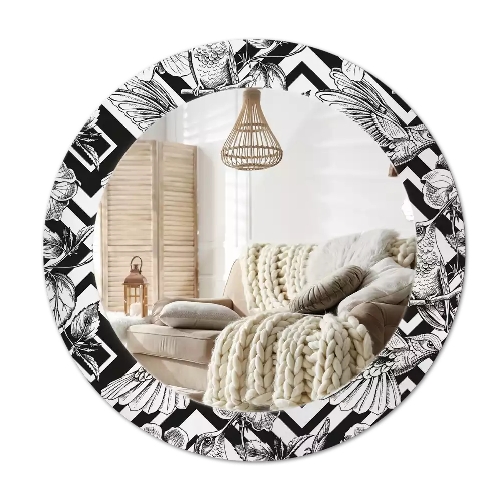 Bedrukte ronde spiegel Kolibries