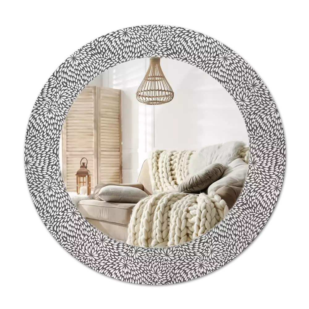Ronde spiegel met decoratie Bloemenpatroon
