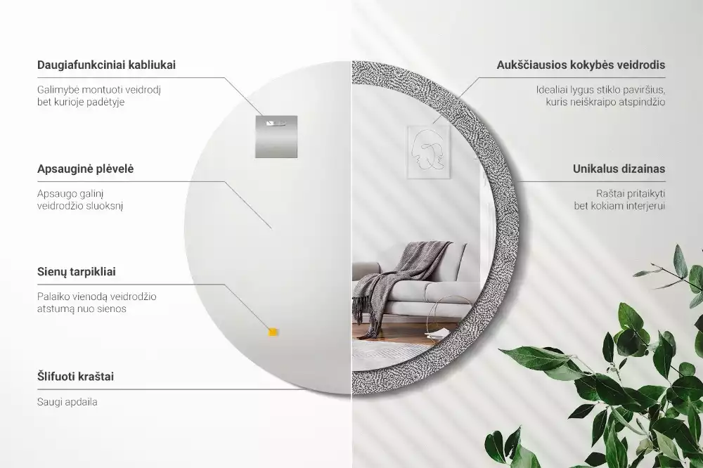 Ronde spiegel met decoratie Bloemenpatroon