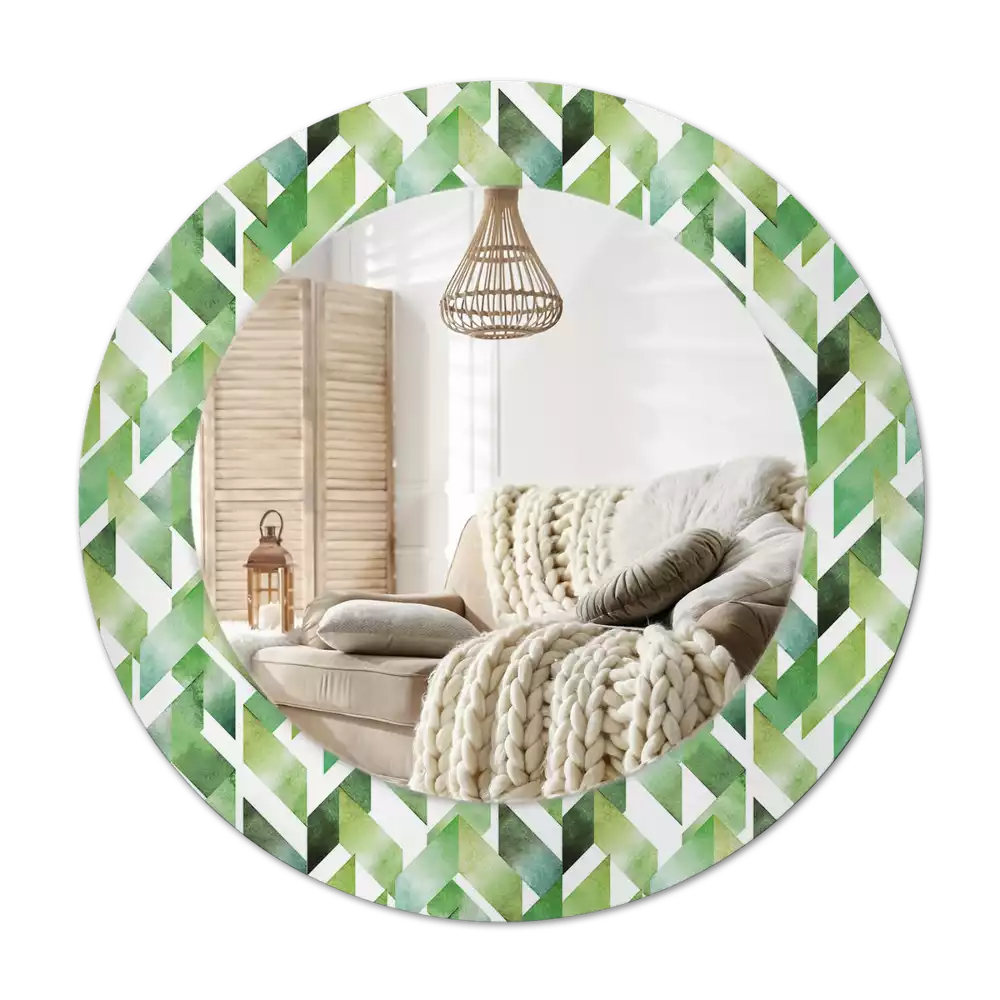 Ronde spiegel met decoratie Visgraat