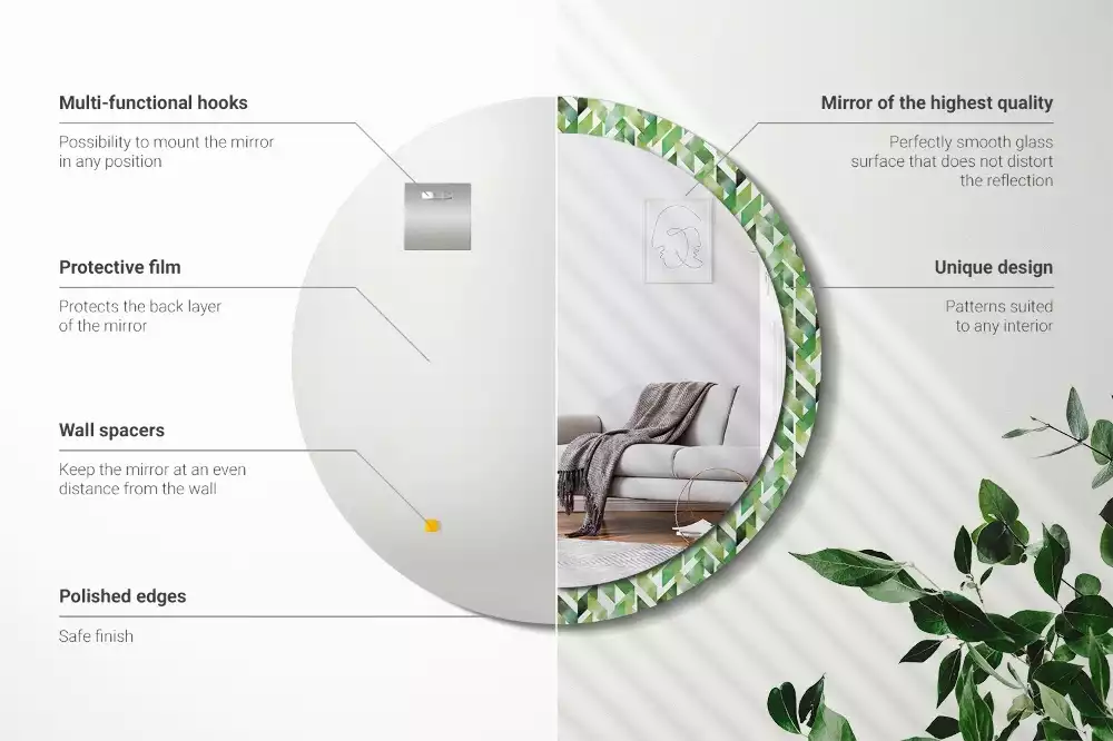 Ronde spiegel met decoratie Visgraat