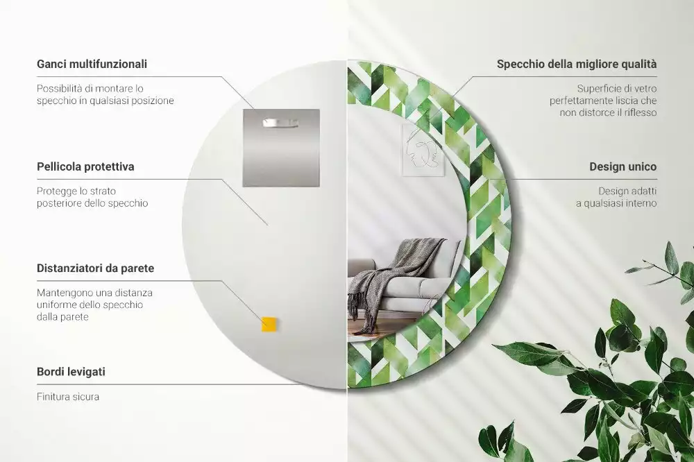 Ronde spiegel met decoratie Visgraat