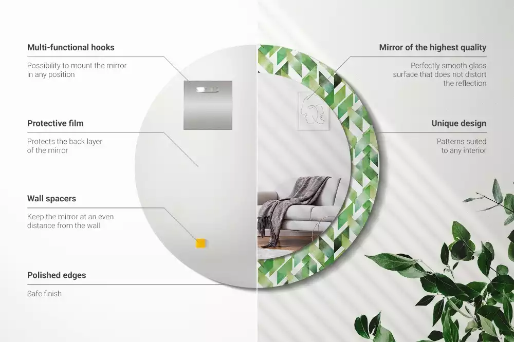 Ronde spiegel met decoratie Visgraat