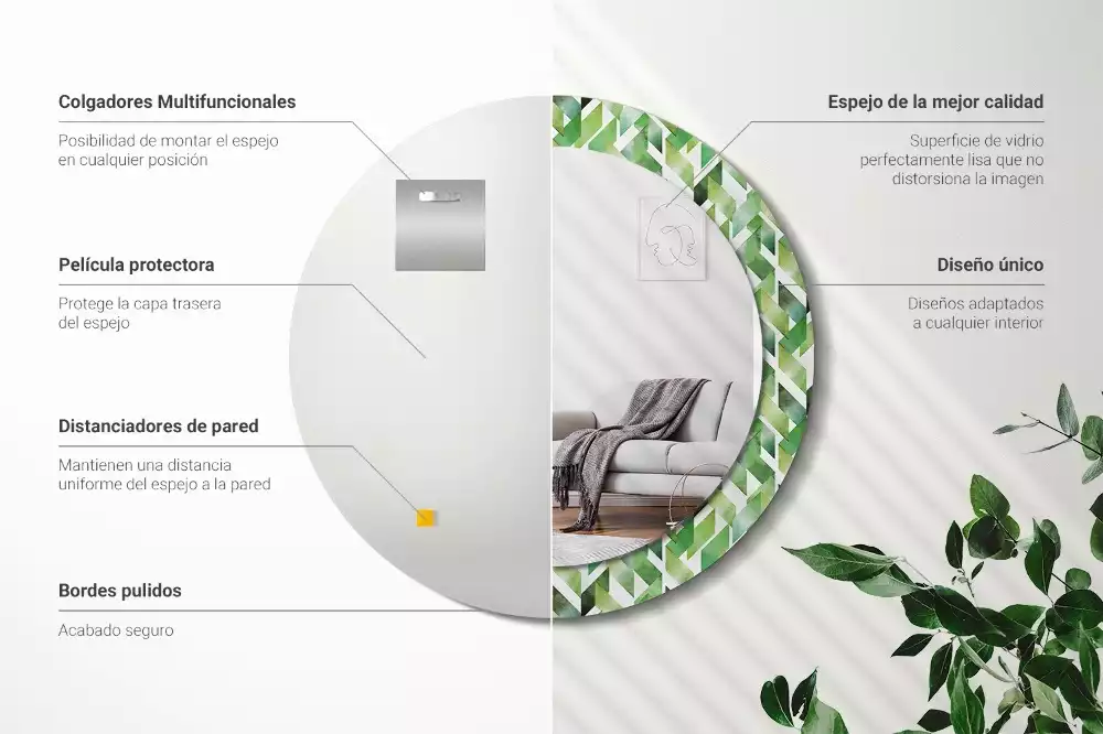 Ronde spiegel met decoratie Visgraat