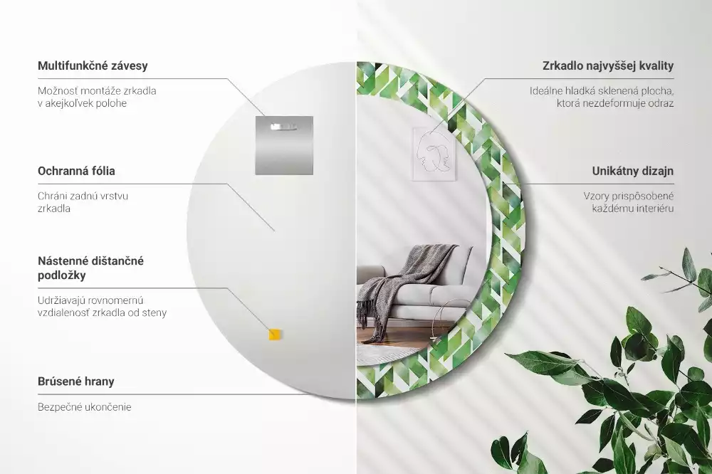 Ronde spiegel met decoratie Visgraat