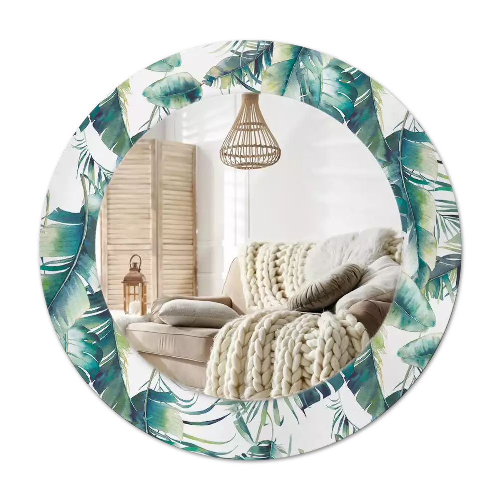 Ronde spiegel met decoratie Bladeren