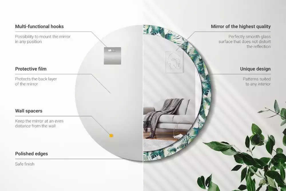 Ronde spiegel met decoratie Bladeren