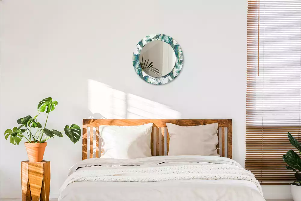 Ronde spiegel met decoratie Bladeren