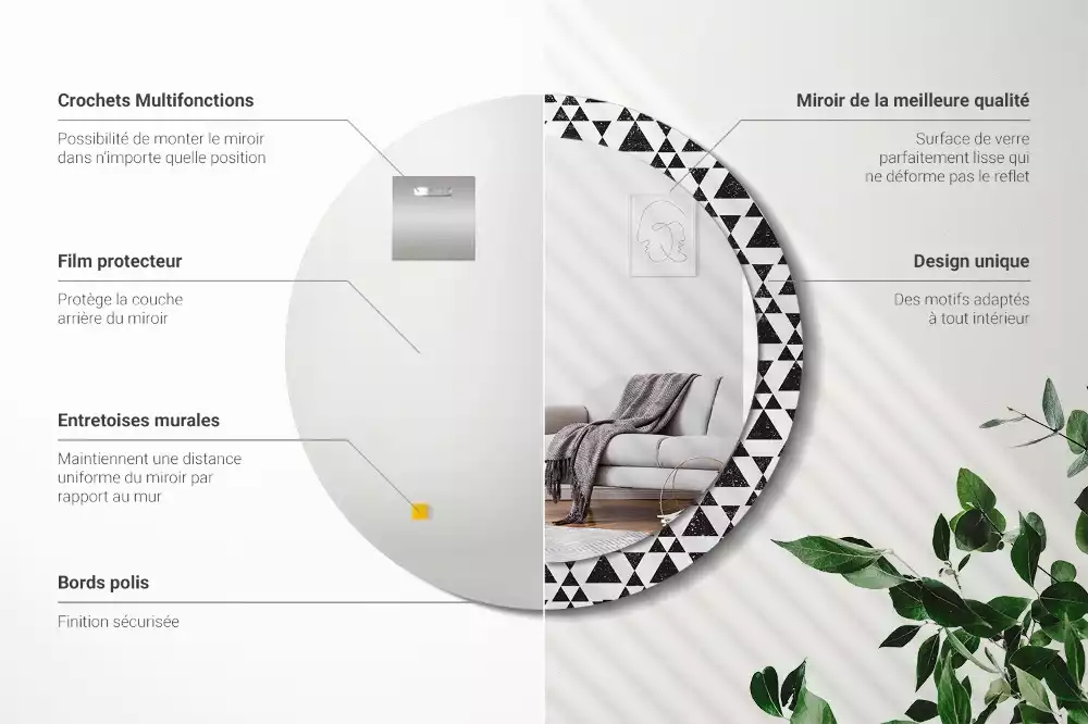 Bedrukte ronde spiegel Driehoeken geometrie