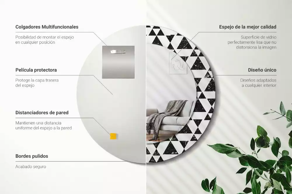 Bedrukte ronde spiegel Driehoeken geometrie