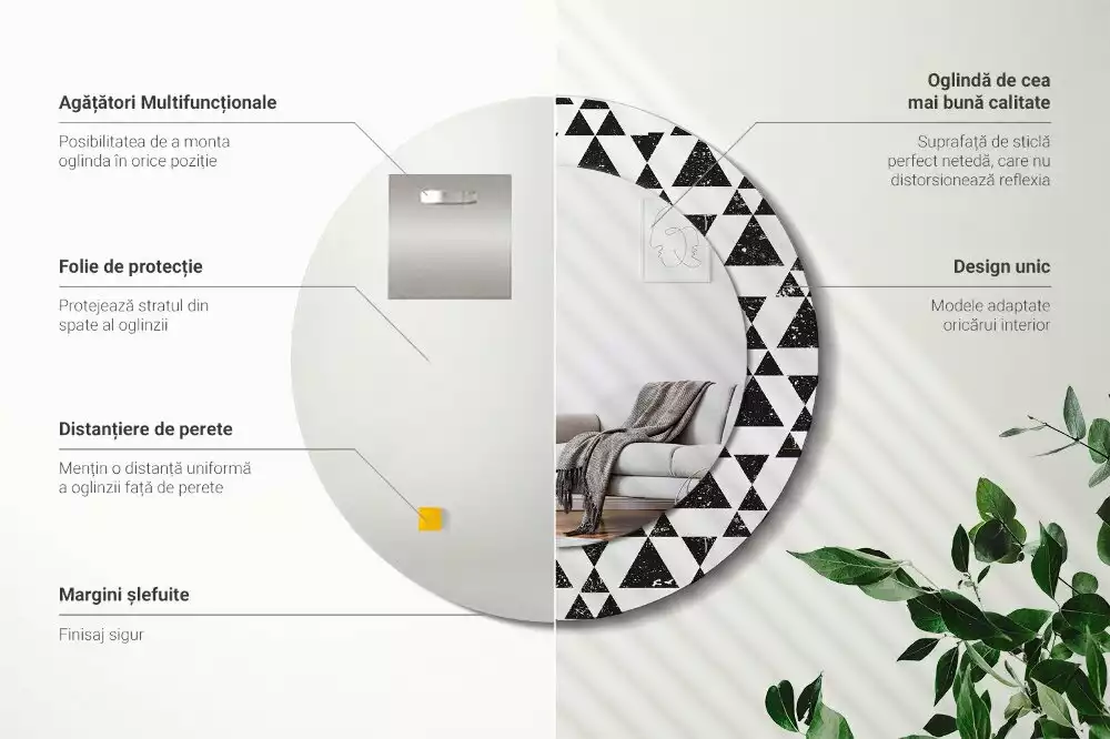 Bedrukte ronde spiegel Driehoeken geometrie