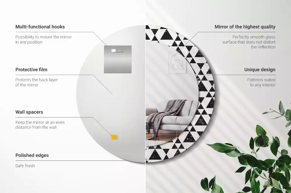 Bedrukte ronde spiegel Driehoeken geometrie