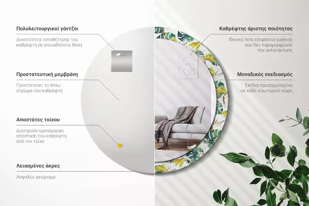 Bedrukte ronde spiegel Tropische bladeren