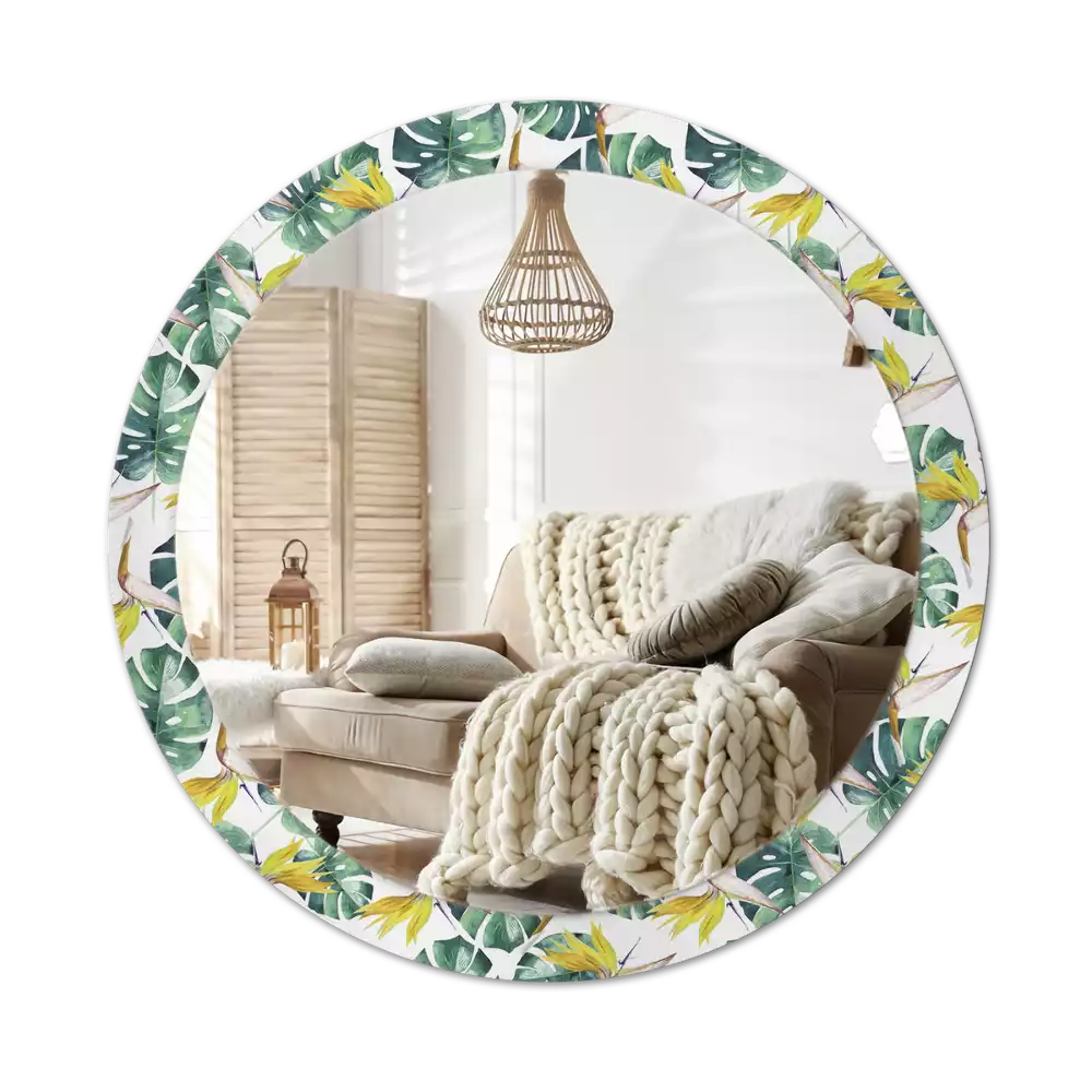 Bedrukte ronde spiegel Tropische bladeren