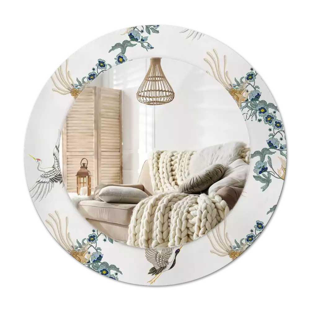 Ronde spiegel met decoratie Chinese vogels