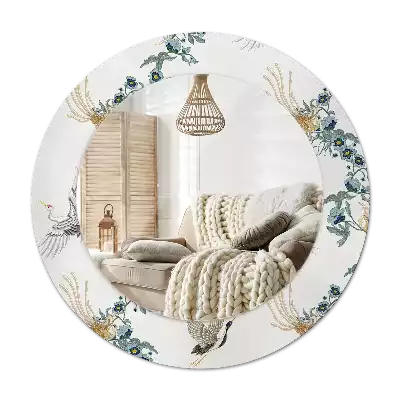 Ronde spiegel met decoratie Chinese vogels