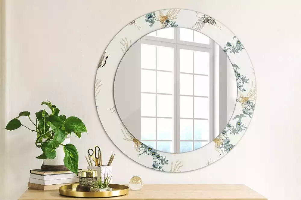 Ronde spiegel met decoratie Chinese vogels