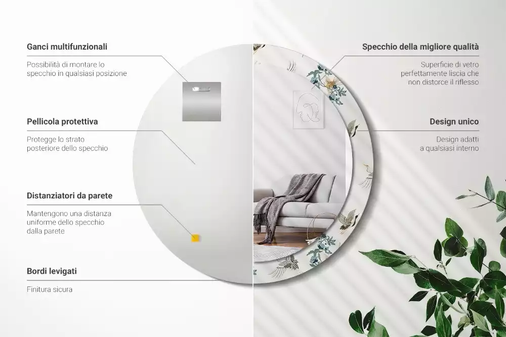 Ronde spiegel met decoratie Chinese vogels