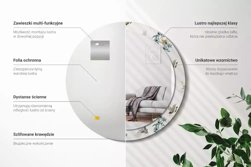 Ronde spiegel met decoratie Chinese vogels