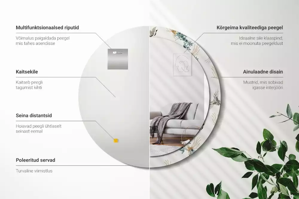 Ronde spiegel met decoratie Chinese vogels