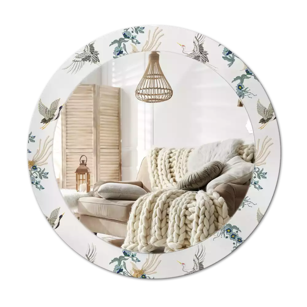 Ronde spiegel met decoratie Chinese vogels