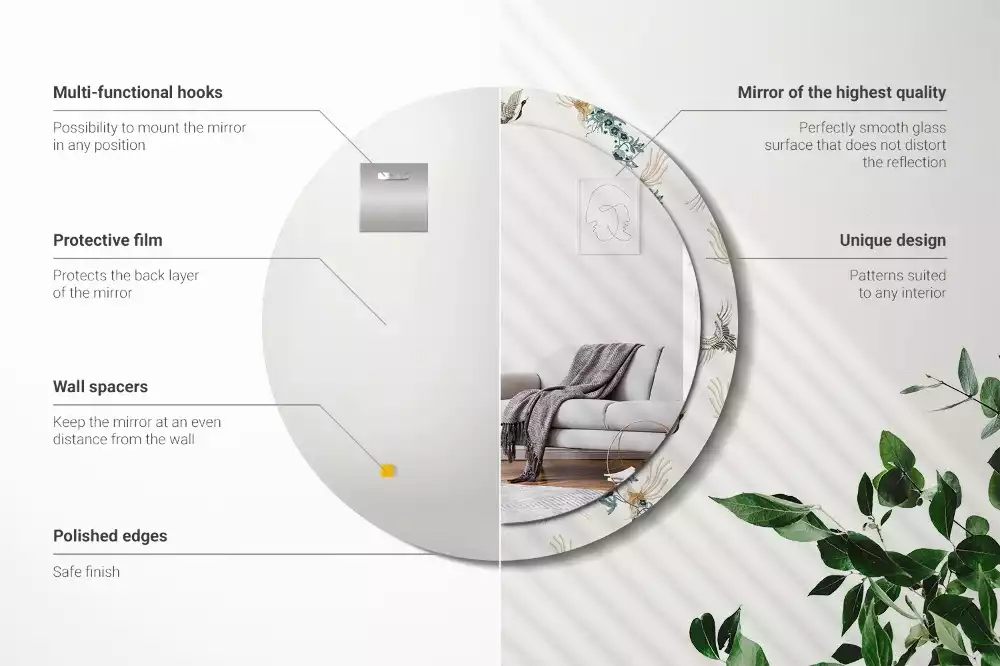 Ronde spiegel met decoratie Chinese vogels