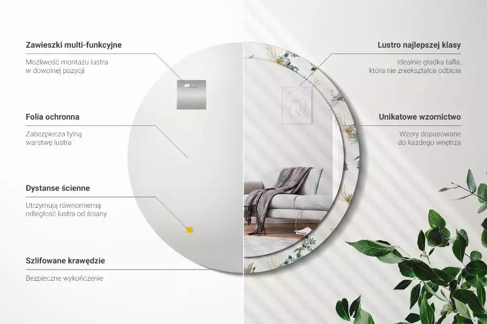 Ronde spiegel met decoratie Chinese vogels