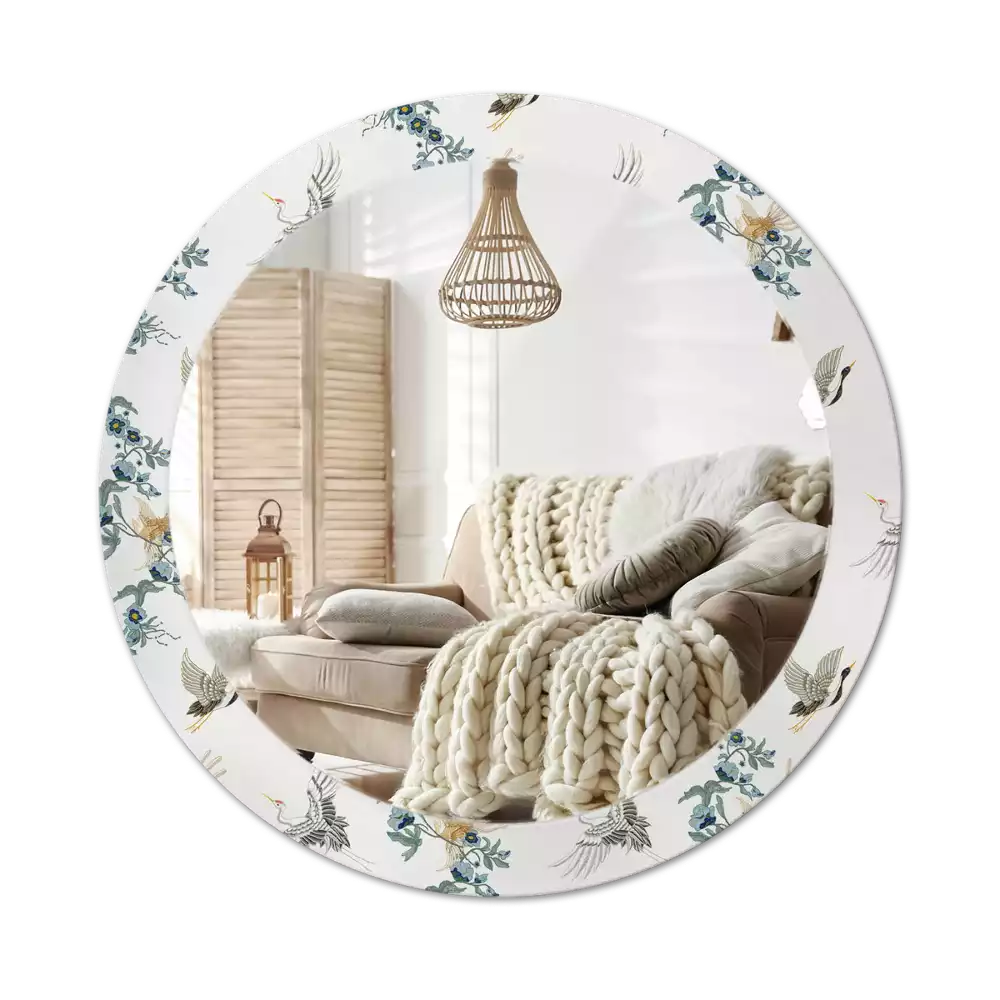 Ronde spiegel met decoratie Chinese vogels