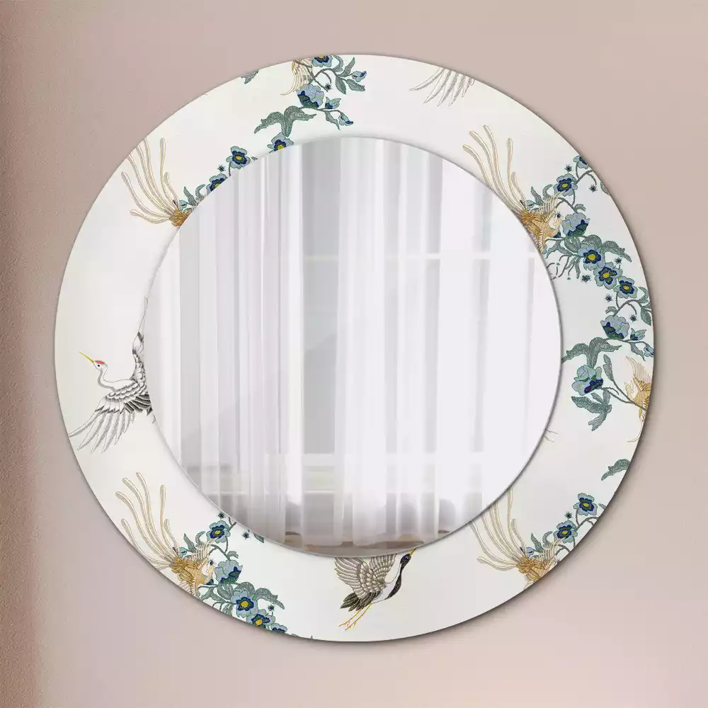 Ronde spiegel met decoratie Chinese vogels