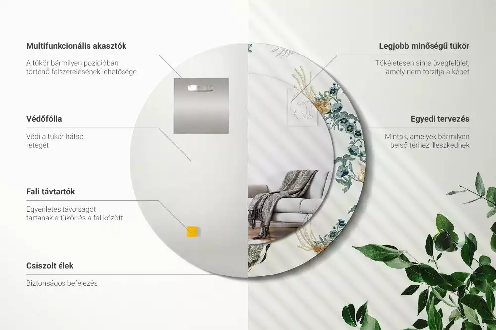 Ronde spiegel met decoratie Chinese vogels