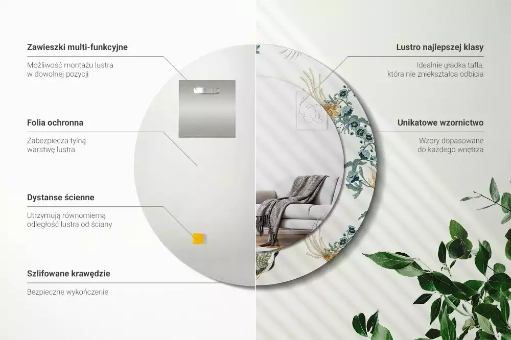 Ronde spiegel met decoratie Chinese vogels