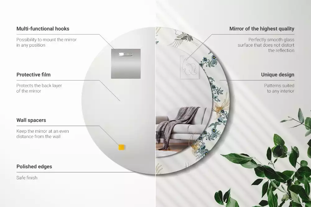 Ronde spiegel met decoratie Chinese vogels