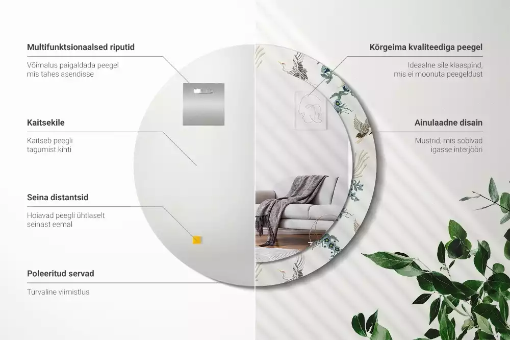 Ronde spiegel met decoratie Chinese vogels